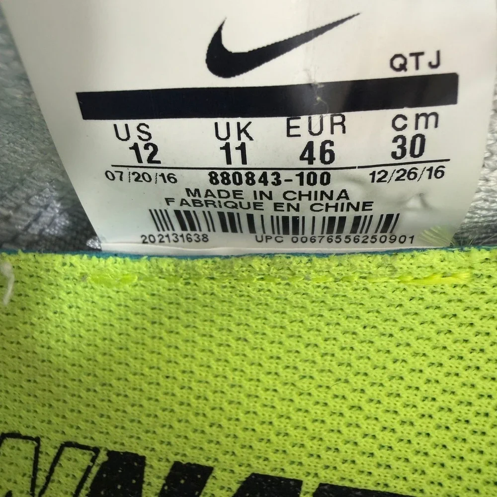 Nike Free RN Flyknit 2017 Running Shoes Mens Size 12 White Pure Platinum Grey